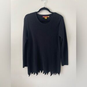 KUNA 100% Baby Alpaca Black Lightweight Sweater Tunic Peru Luxury Knit Women Med